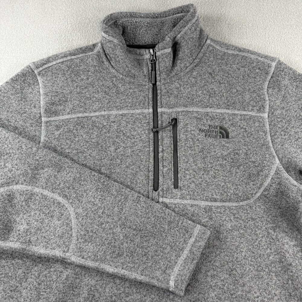 The North Face Gordon Lyons 1/4 Zip Fleece Pullover Men L  Gray Sweater NF00CUA8